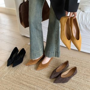 Wedge Suede Pointed Toe Pumps Women's Shoes