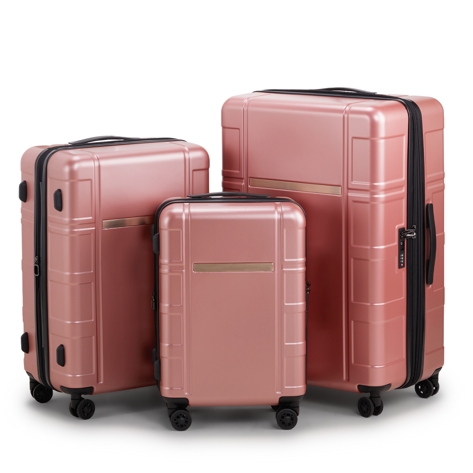 Three In One Set Of Double Wheel Silent Wheels With Dry Wet Separation Compartment ABS PC Luggage