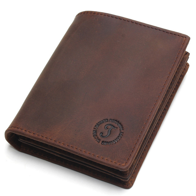 Genuine Leather Short Vertical Anti-theft Swiping Men's Wallet