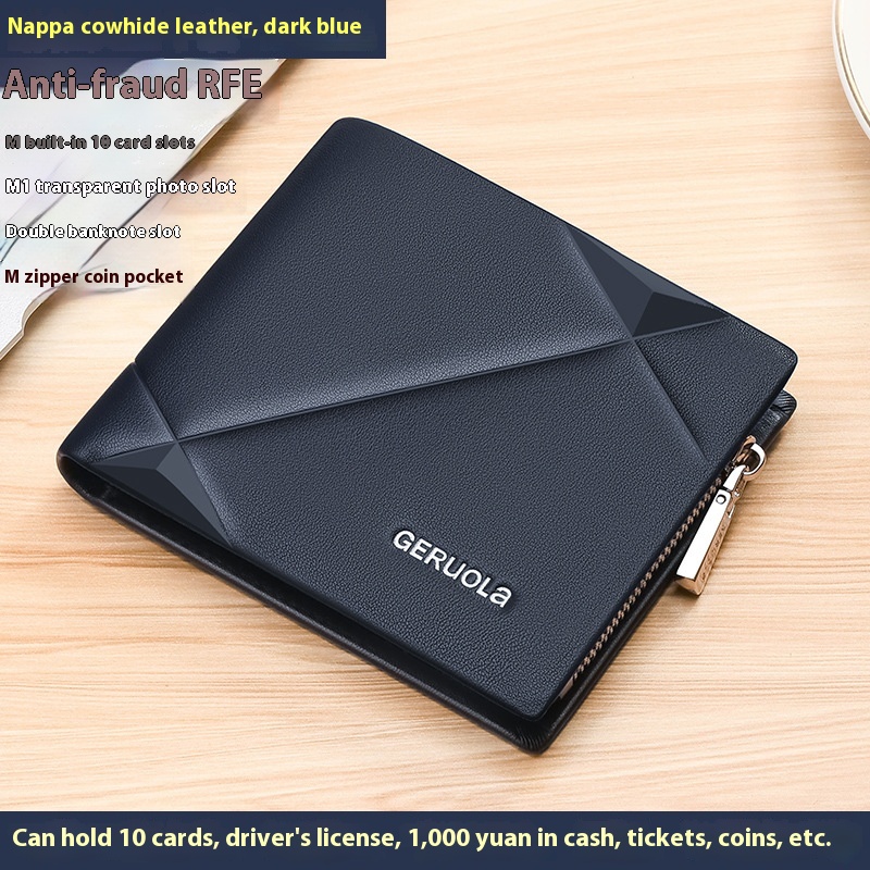 Men's Short Leather Wallet With Zipper