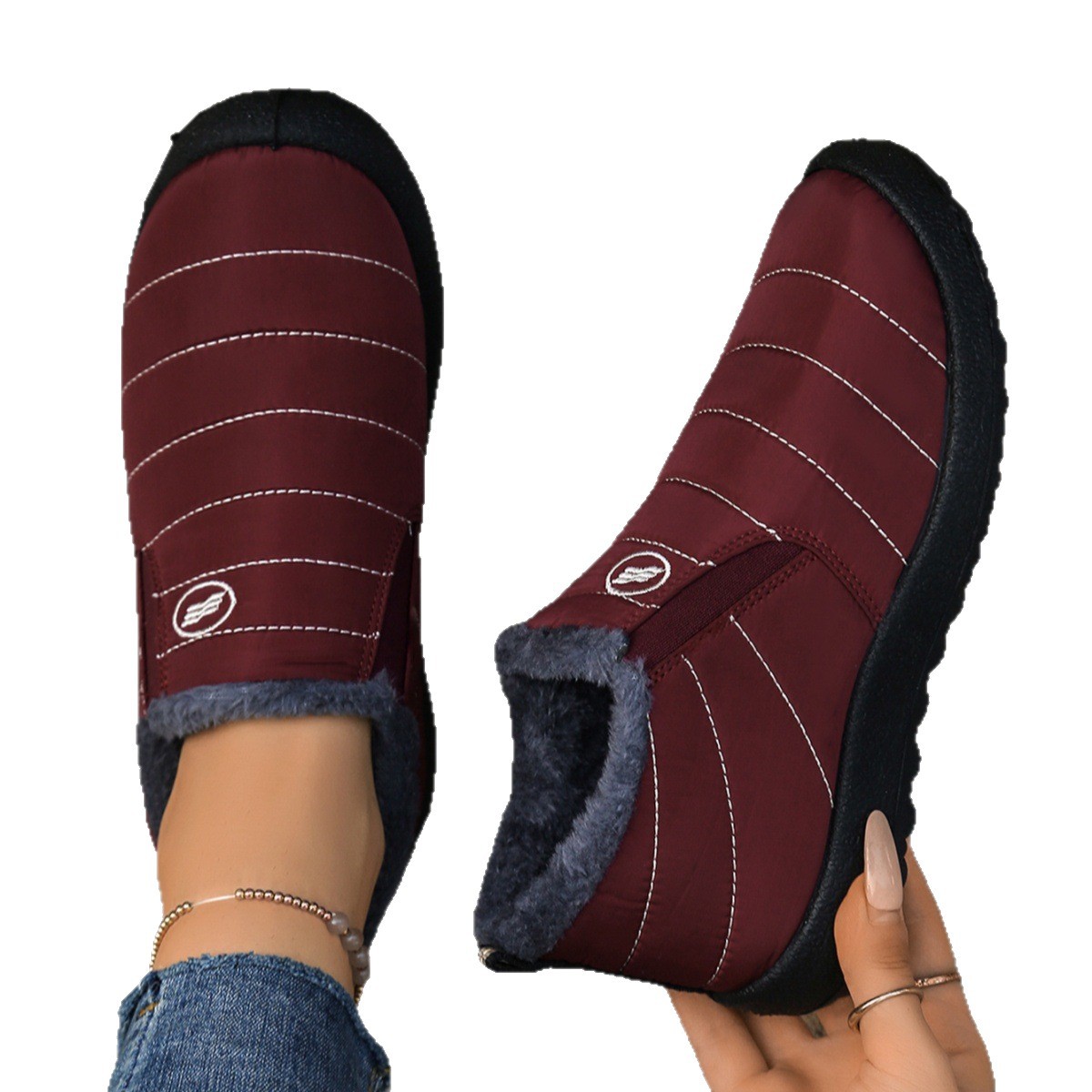 Plus Size Cotton Boots Fleece Lined Padded Warm Keeping Casual Shoes