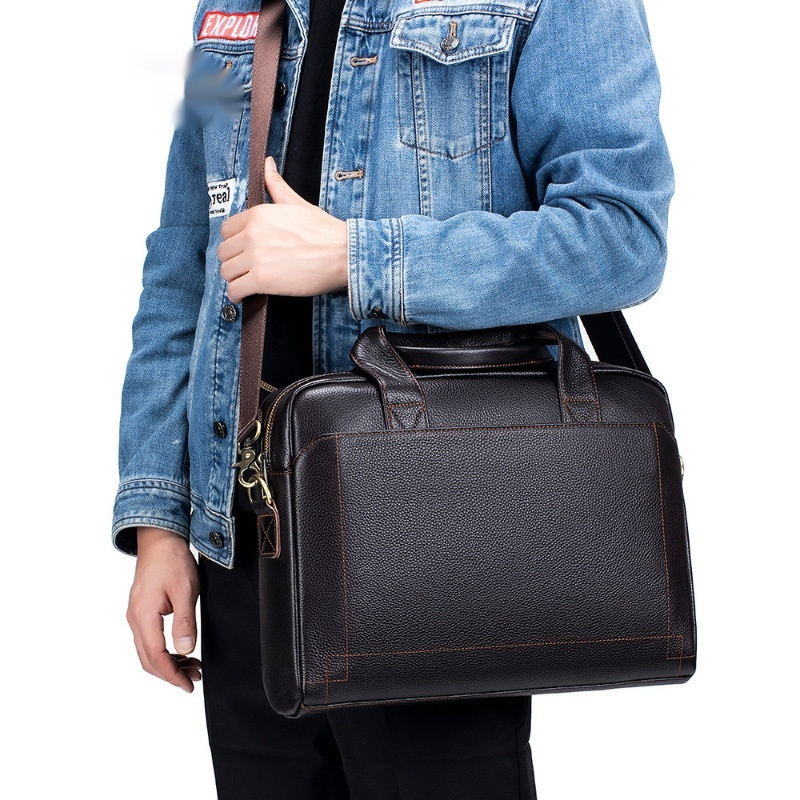 Fashion Men's First Layer Cowhide Portable Portfolio