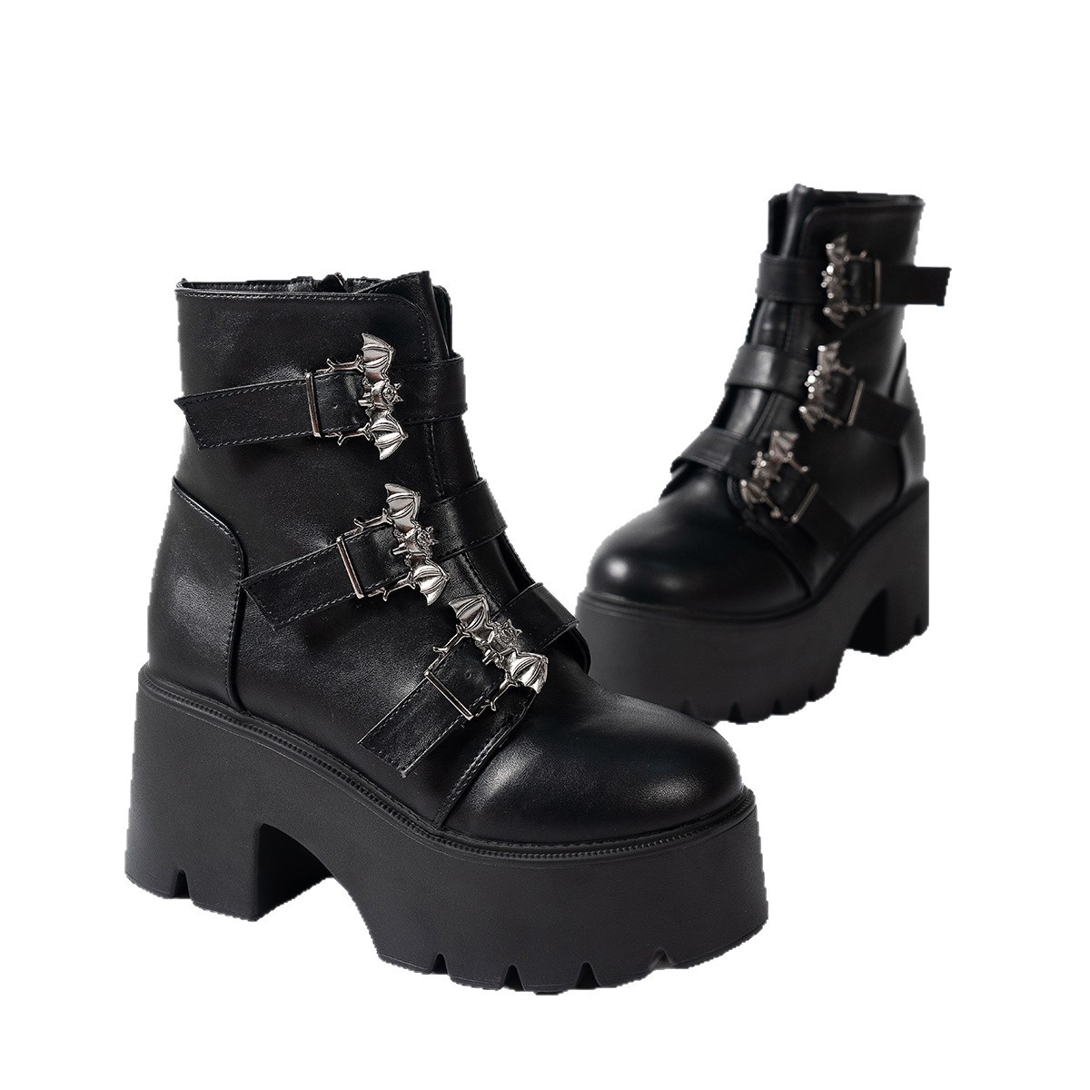 Women's Thick-soled Ankle Boots With Belt Buckle Decoration